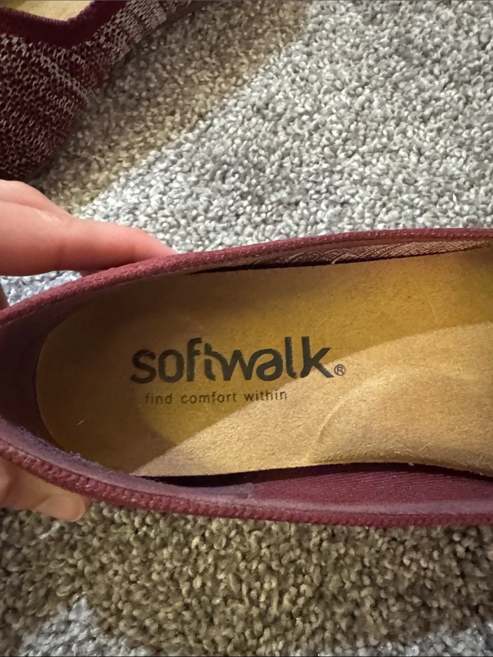 SoftWalk Wine/Burgundy Knit Slip-On Flats